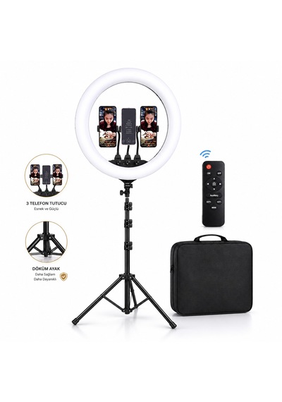 Döküm Ayaklı 22 Inç 600 Led Tripod Rıng Lıght Işık Influencer Youtuber Işığı Güzellik Makyaj Led Zb-f488