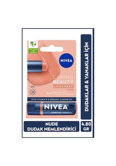 Nivea 3'ü 1 Arada Nemlendirici Dudak Bakım Kremi Nude 4.8 G