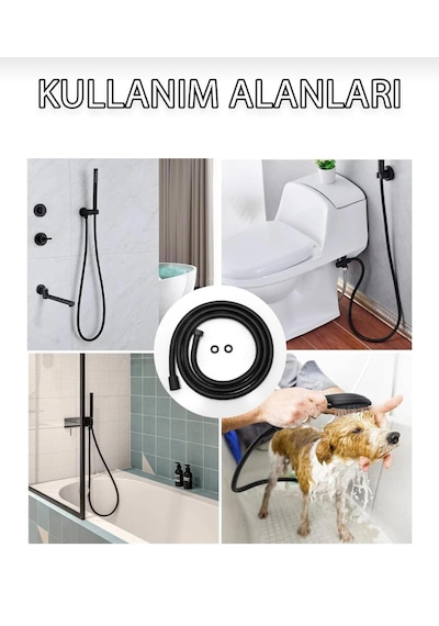 Yüksek Kaliteli Spiral Banyo Duş Hortumu 1,5 Metre Mat Siyah