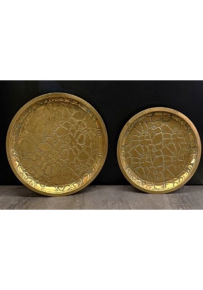 Fma-600 2 Li Metal Tepsi Seti 37,5x5-43x4,5 Cm Dekoratif Sunumluk Şık Ev Aksesuarı Minimal