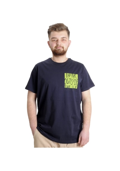 Mode Xl Büyük Beden Erkek T-Shirt Outsıde 23106 Lacivert 001