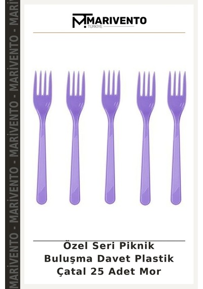 Özel Seri Piknik Buluşma Davet Plastik Çatal 25 Adet Mor