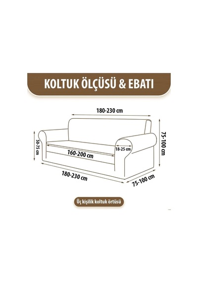 Kadife Lastikli 3 Kişilik Koltuk Örtüsü Kanepe Kılıfı Çekyat Örtüsü Kılıfı Antrasit 180 X 230 Diğer