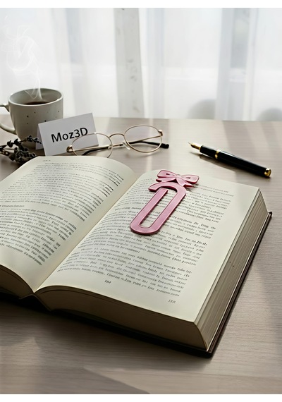 Pembe Kurdeleli Dekoratif Kitap Ayracı