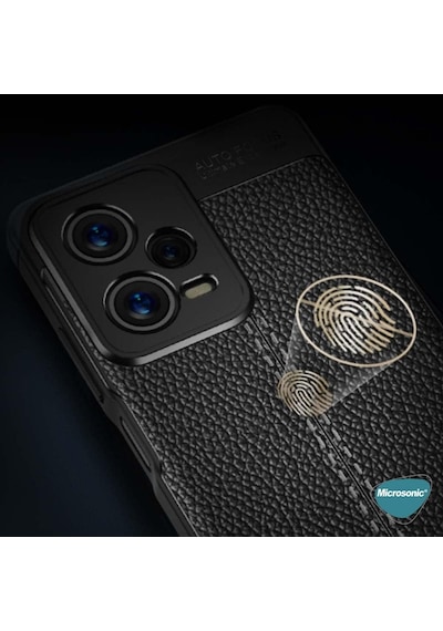 Xiaomi Redmi Note 12 İçin Kılıf Deri Dokulu Silikon Siyah Redmi Note 12 İle Uyumlu Kılıf - Siyah