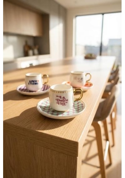 Acar Kaı-09651 Vita/ciao/eterno 6 Kişilik Kahve Fincanı Takımı 90 Ml Çok Renkli