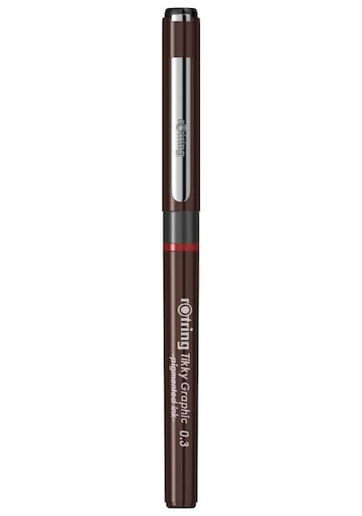 Rotring 1904753 Tikky Grafik Fiber Uçlu Kalem, Siyah Mürekkep, Kahverengi Gövde, 0.3 Mm