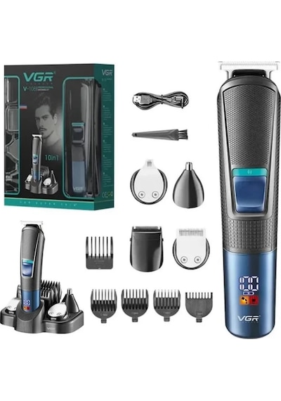 V-108 10 İn 1 Profesyonel Erkek Bakım Seti - Standlı, Led Ekranlı Saç Sakal Ve Vücut Tıraş Makinesi