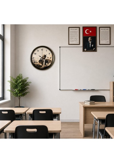 Cumhuriyet Hatırası Eskitme 40 X 40 Cm Metal Duvar Saati