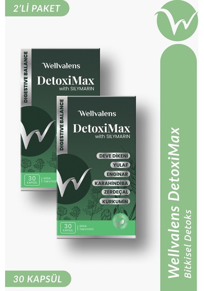 Detoximax İkili Paket 30 Kapsül Devedikeni, Enginar & Zerdeçal İçeren Bitkisel Takviye