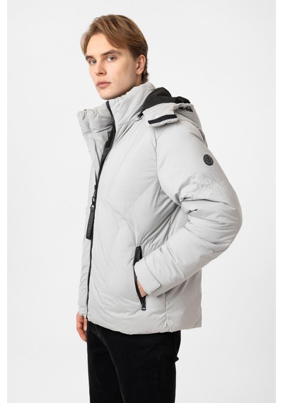 Back And Bond Açık Gri Regular Fit Kapüşonlu Puffer Mont Çok Renkli
