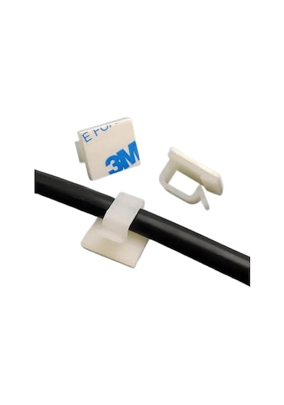 Wcl1007 Kablo Sabitleme Kelepçesi Klips Yapışkanlı Duvar Kablo Tutucu 16.5 x 15.5 x 10 MM Beyaz 100 Adet