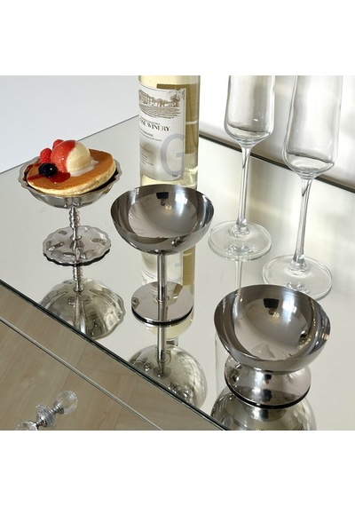 Qerhome Çelik Ayaklı Lokumluk, Sunumluk & Dondurmalık 300 Ml 1 Adet Gümüş