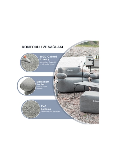 Kingcamp Single Inflatable Sofa Premium Şişme Koltuk Gri