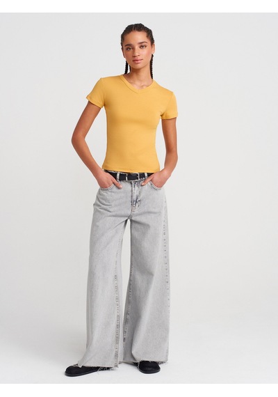 Dilvin 31673 V Yaka T-shirt-hardal Hardal