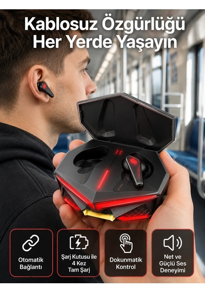 Profesyonel Tws Işıklı Kablosuz Bluetooth Kulaklık Oyuncu Kulaklığı Normal