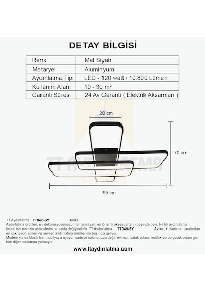Tt040-sy Tt Aydınlatma Mat Siyah Plofonyer 3 Renk Işık Modüllü Siyah