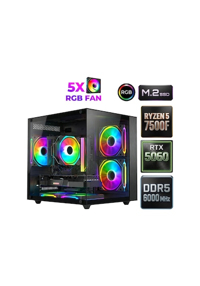 Xaser Sage X70 R5-7500F 32 GB 1 TB SSD 8 GB RTX5060 Masaüstü Oyuncu Bilgisayarı