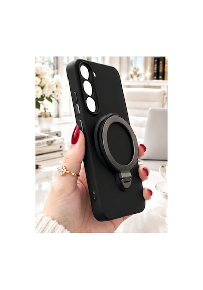 Tecno Spark 40 Pro İle Uyumlu 360 Derece Dönebilen Kalın Metal Magsafe Halka Stantlı İçi Kadife Korumalı Ultra Lüx Premium Silikon Kılıf Siyah Tecno Spark 40 Pro İle Uyumlu 360 Derece Dönebilen Kalın Metal Magsafe Halka Stantlı İçi Kadife Korumalı Ultra Lüx Premium Silikon Kılıf Siyah