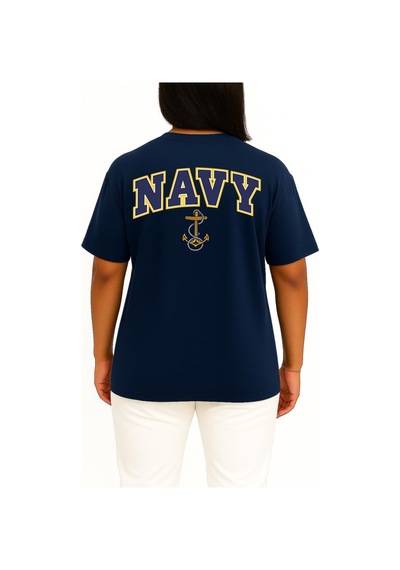 Bahriyeli Collection Oversize Blue Navy Anchor Göğüs Ve Sırt Baskılı Unisex T-shirt Lacivert