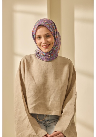 Silk Home Soft Eşarp 73090-10 Eflatun, Turkuaz, Leylak, Turuncu, Taş
