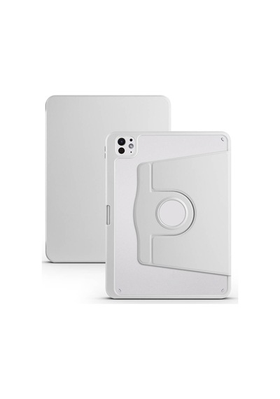 İpad Pro 11 2024 M4 A2836-a2837-a3006 Uyumlu Kalem Bölmeli Dönebilen Standlı Termik Tablet Kılıfı - Gri - T32861