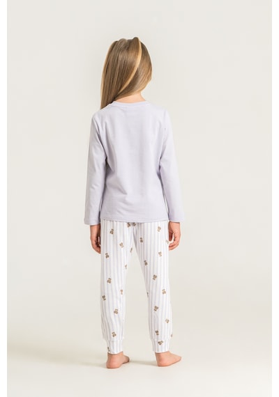 Rolypoly 3911 %100 Pamuk Uzun Kol Kız Çocuk Pijama Takımı Lila