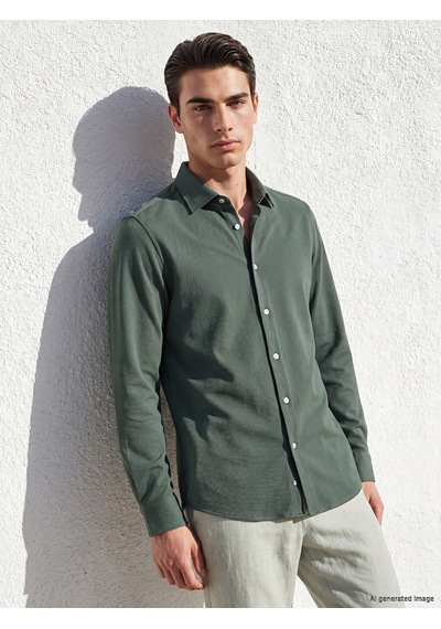 Lcw Busıness Yeşil Slim Fit Armürlü Erkek Gömlek