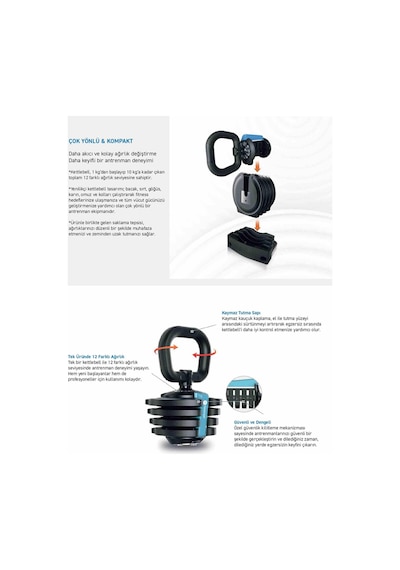 Slazenger D7041 10kg Ayarlanabilir Kettlebell 12 Kademeli Tekli