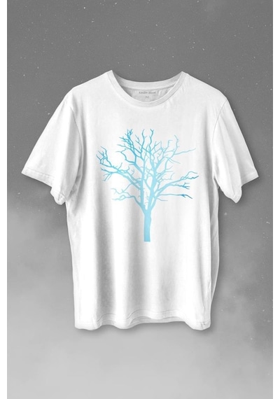 Nature Hayat Ağacı Kuru Ağaç Silüeti Baskılı Tişört Unisex T-shirt 001