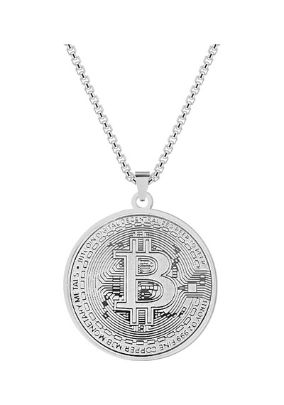 Bitcoin Btc Sanal Para Kolye Kadın & Erkek Gümüş 44 Çok Renkli