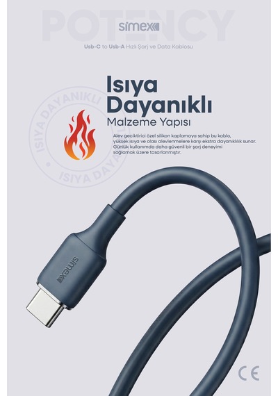 Simex 66w Hızlı Şarj Usb/type-c Kablo Samsung, Huawei, Honor, Uyumlu - Soft Silikon, Dayanıklı 1.2m Spk-14