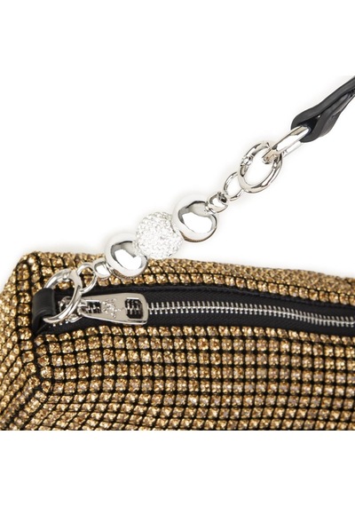 Nas Bag Kadın Çapraz Çanta Diamond Serisi Gümüş Zincir Detaylı Şık Çanta Altın