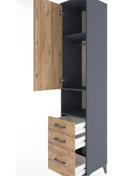 Hyperion Dolap 3 Raflı 3 Çekmeceli Tek Askılı 44x44x221 Antra... Antrasit