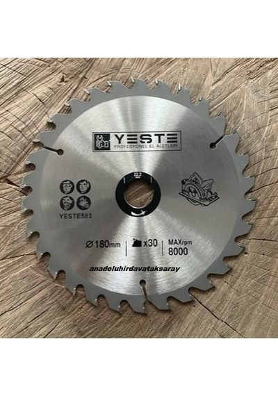 Yeste 180mm Elmas Testere Sunta Mdf Ahşap Kesme Testeresi 30 Diş Göbek 22,2mm