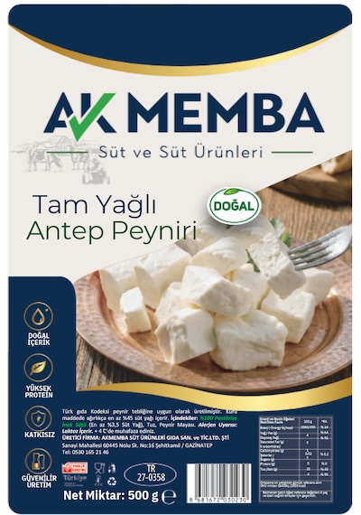 Antep Yöresel Tam Yağlı Doğal İnek Sütü Gaziantep Peyniri - Vakumlu Ambalaj 500 Gr