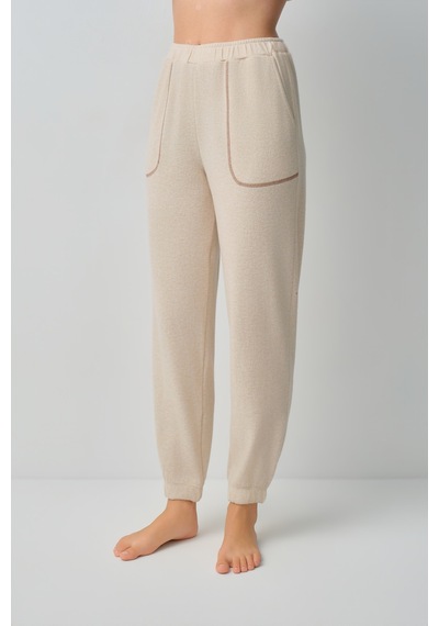 Suwen Comfort V Yaka Pijama Takımı Wsh105100931563 Krem Melanj