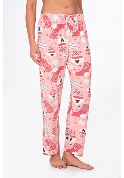 Kompedan Kadın Süet Kahve Desenli Pijama Tek Alt Desen 13