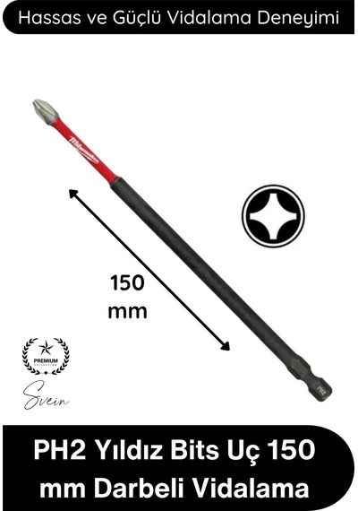 Vidalama Ph2 Yıldız Bits Uç 150 Mm Darbeli Vidalama Tornavida Aksesuarı Profesyonel Çelik Şok Emici