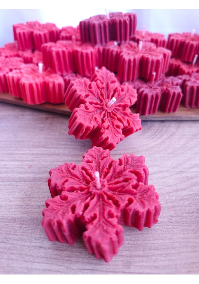 Kırmızı Kartanesi Soya Wax Mum - El Yapımı - Kış & Yılbaşı Ev Dekorasyonu Kirmizi