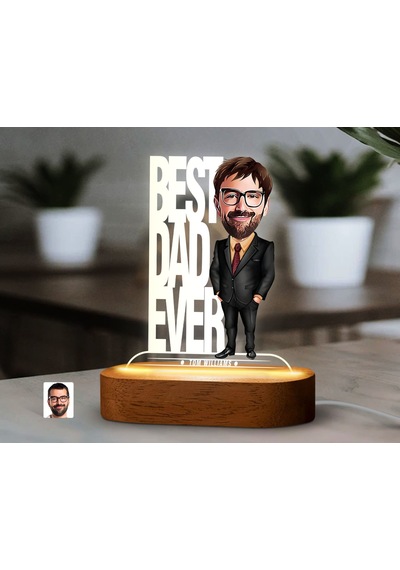 Bk Gift Kişiye Özel Baba Karikatürlü Dekoratif 3d Biblo Led Işıklı Gece Lambası-3, Babaya Hediye, Babalar Günü Hediyeleri Kobitmeyen138230 Bk Gift
