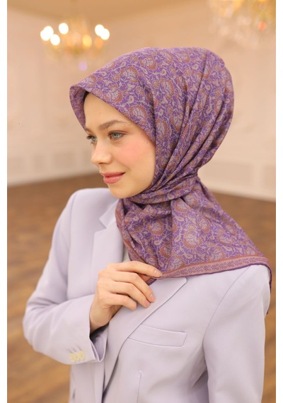 Silk Home Soft Eşarp 73077-02 Erguvan, Pudra, Taba