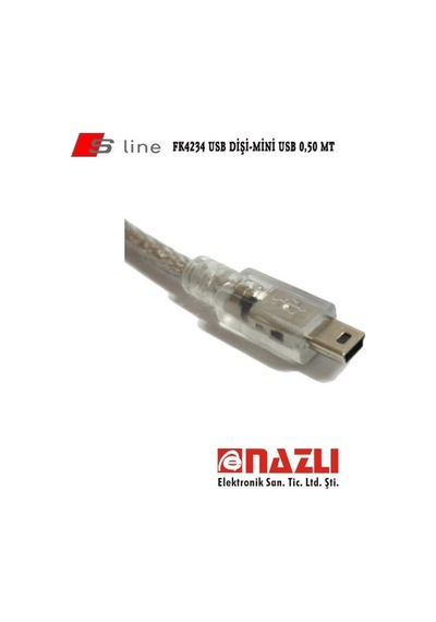 Fk 4234 Usb Dişi / Mini 5 Pin Usb Şeffaf Kablo