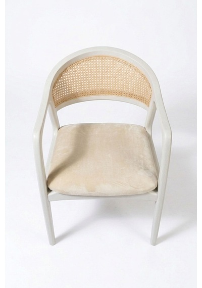Kensington Rattan İskandinav Ahşap Sandalye Beyaz