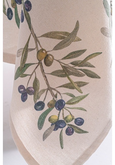 Olive Keten Masa Örtüsü-7529 Çok Rekli