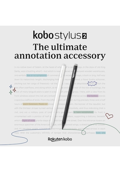 Kobo Stylus 2 Mark Up, Write Notes And Make Highlights Rechargeable Via Usb-c Compatible With 7" Libra Colour Eread