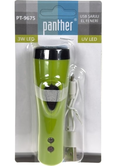 Panther Pt-9675 Usb Şarjlı El Feneri Yeşil