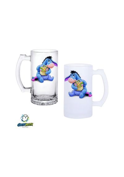 Eeyore Kulplu Bira Bardağı Buzlu Veya Şeffaf Seçenekli 0287