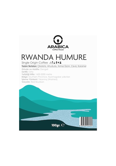Rwanda Humure Çekirdek Kahve 100g Nitelikli Orta Kavrulmuş Çekirdek