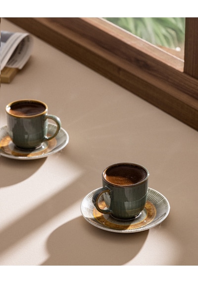 Madame Coco Kleby Nouveau 2 Kişilik 4 Parça Kahve Fincan Seti - Yeşil/toprak - 90 Ml 8684427293775 Çok Renkli